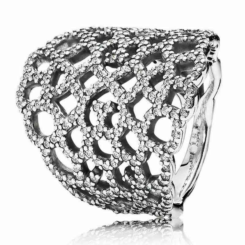925 Sterling Silver Ring Openwork Shimmering Lace Mestic Feathers Fascination Ring For Women Gift Jewelry Free Shipping