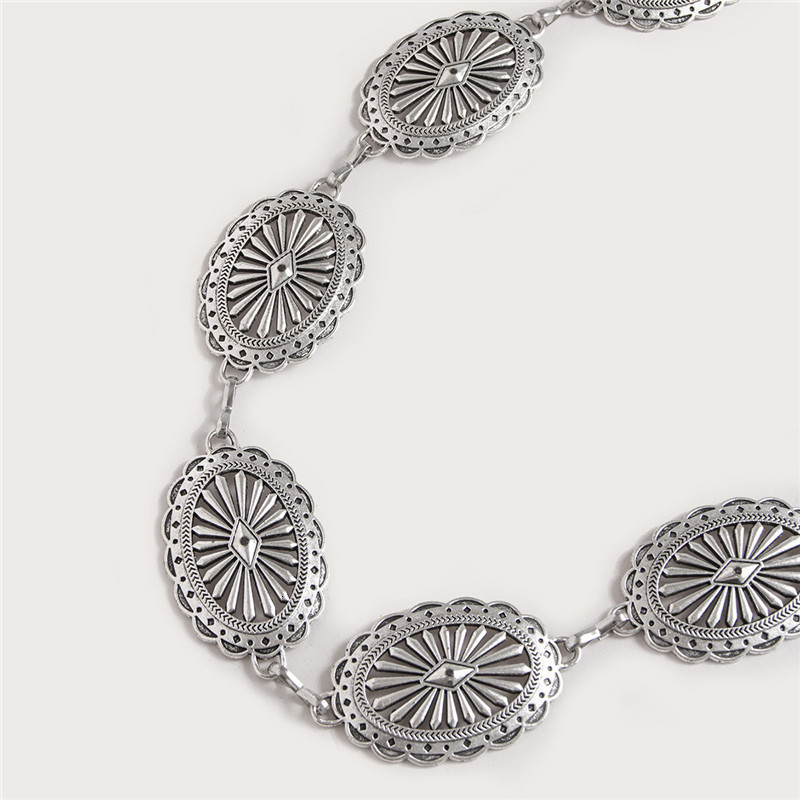 Neck Ties WESTERN METAL CONCHO WAIST CHAIN Belt Vintage 90s Southwestern Sun Star Burst Stamped Metal Medallion Concho Steel Chain 230718