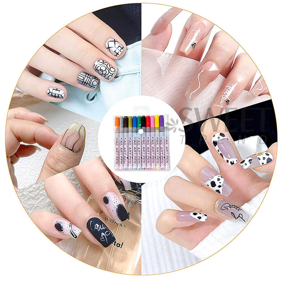 Nail Polish 12 color nail polish brush graffiti DIY 3D waterproof semi permanent line drawing brush gel Polish art hand tool decoration 230718