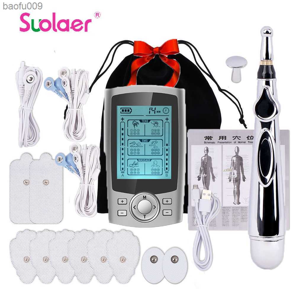 EMS Muscle Stimulator Digital Machine Acupuncture Body Massager Tens Low Pulse Body Massage Physio Device Set L230520