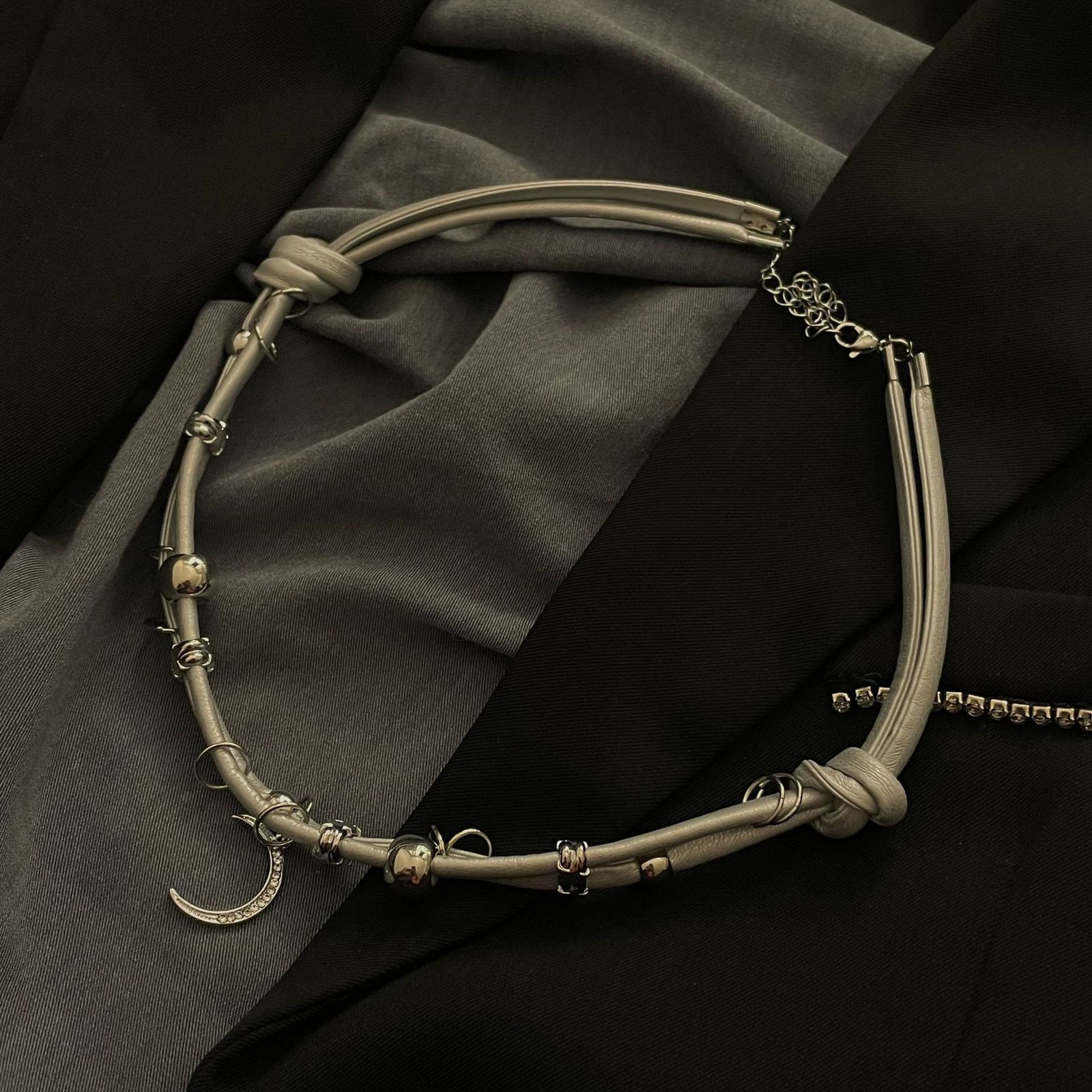 Pendant Necklaces Necklace For Women Y2k Accessories Moon Pendant Necklaces Subculture Choker Punk Artificial Leather Jewelry Necklaces For Womens 230