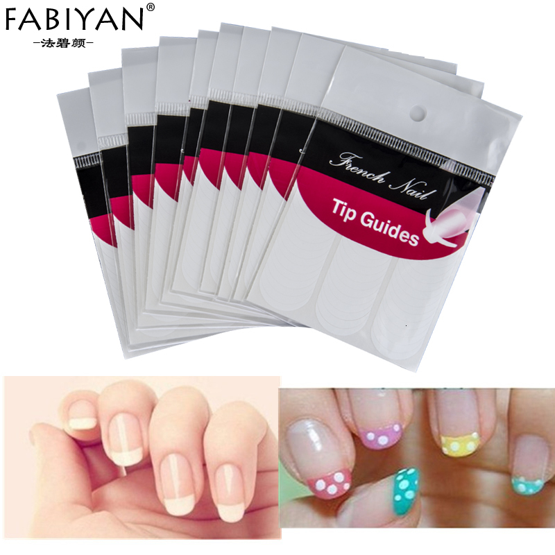 Stickers Decals 100 piece nail art DIY French 3D cutting-edge guide sticker style shape Flynn ergonomics gel UV polishing salon set DIY template Pro 2
