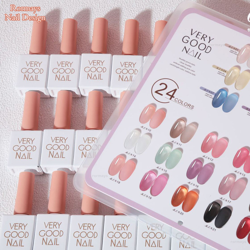 Rormays 24 Color Gel Nail Polish Set New Ice Permeating Jelly Pink Semi Permanent UV LED Translucent Light Therapy Varnish Nail Polish Factory Wholesa