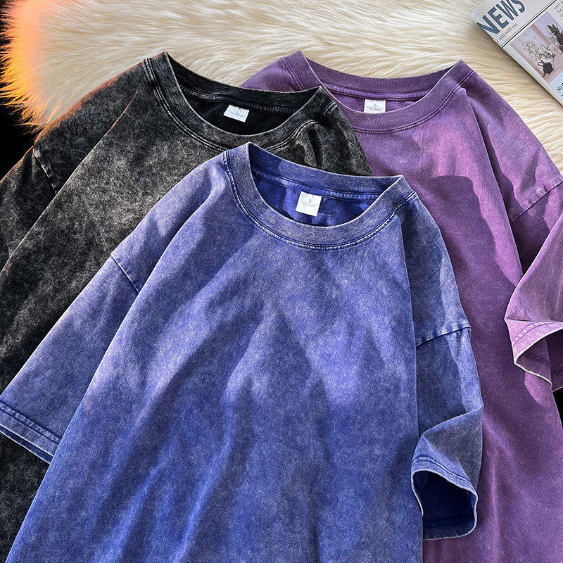 Men's T-Shirts 230GSM 100% Combed Cotton Tshirt Acid Washed T Shirt For Men Unisex Vintage Oversize T-shirt Y2k Casual Top Tee Men's Clothin
