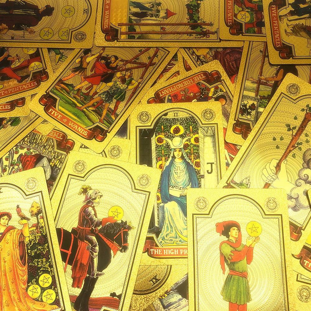 Outdoor Games Activities 1 Deck High Quality Gold Tarot Cards With Guide Book Plastic Waterproof Board Game Astrology Gift L702 230718