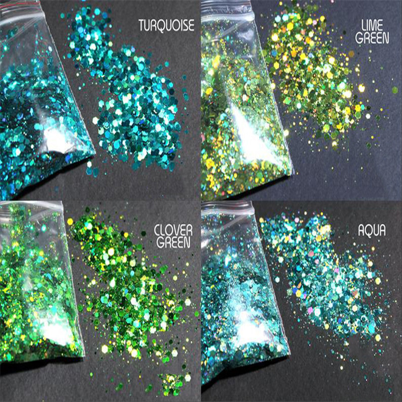 Nail Glitter 1KG 1000g holographic nail hexagonal glitter powder mixed block sequins DIY symphonic nail art sheet decoration s# 230718