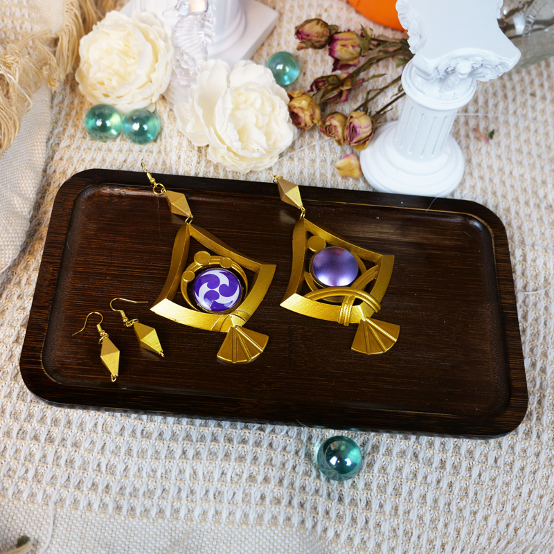 Dangle Chandelier Genshin Impact Yae Miko Thunder Eye of God Ear Dangle Asymmetrical Earrings EVA Resin Eardrop Earring Jewelry For Women Cosplay 2307