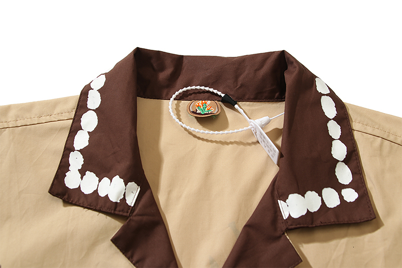 Men's Casual Shirts Khaki Cactus Jack Painter Cartoon Graffiti Men Women High Quality Button Up Turndown Collar Short Sleeve 230718