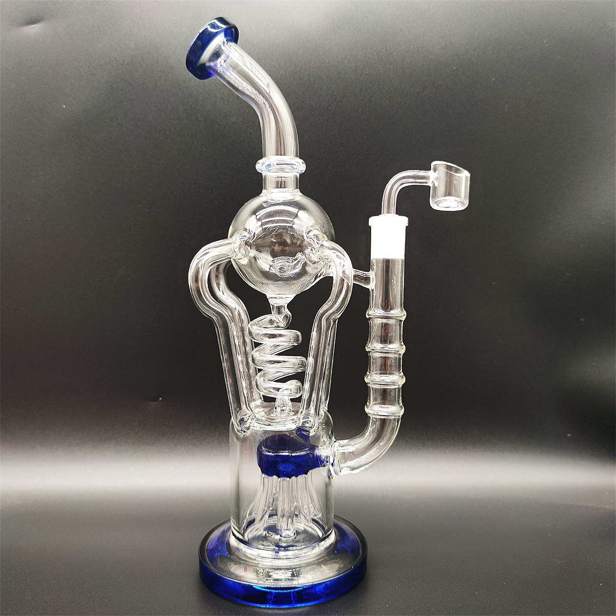 2023 Master Piece Heady Bong Incycler Recycler Blue Glass Bongs Lookah Lab 14.4mm Male Joint Handmade Bubbler