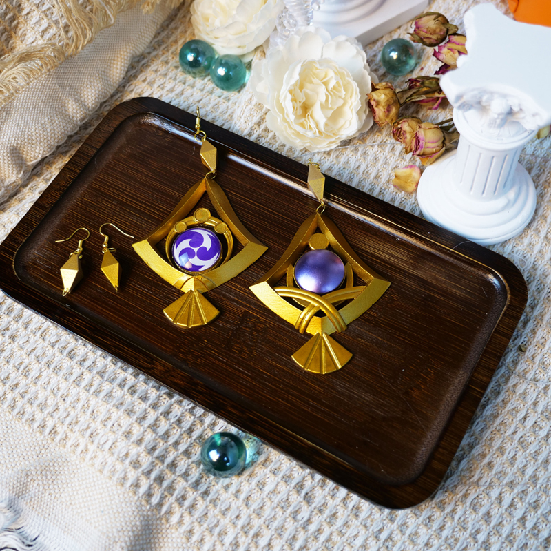 Dangle Chandelier Genshin Impact Yae Miko Thunder Eye of God Ear Dangle Asymmetrical Earrings EVA Resin Eardrop Earring Jewelry For Women Cosplay 2307