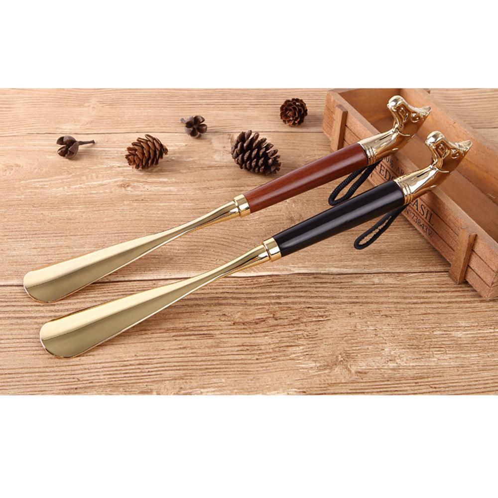 Shoe Parts New Accessories 32 cm Metal Horn Handle Long Remover Shoehorn Handheld Durable Shoeshorn 32cm Wood Hand Lifter 230718