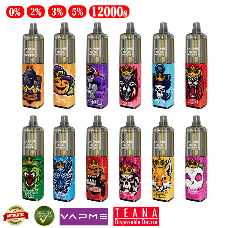Original VapMe King 12000 E Cigarette 18 Flavors 12K Puffs Disposable Vapes Pen Mesh Coil Rechargeable 650mAh Battery 20ml Prefilled Pod Carts