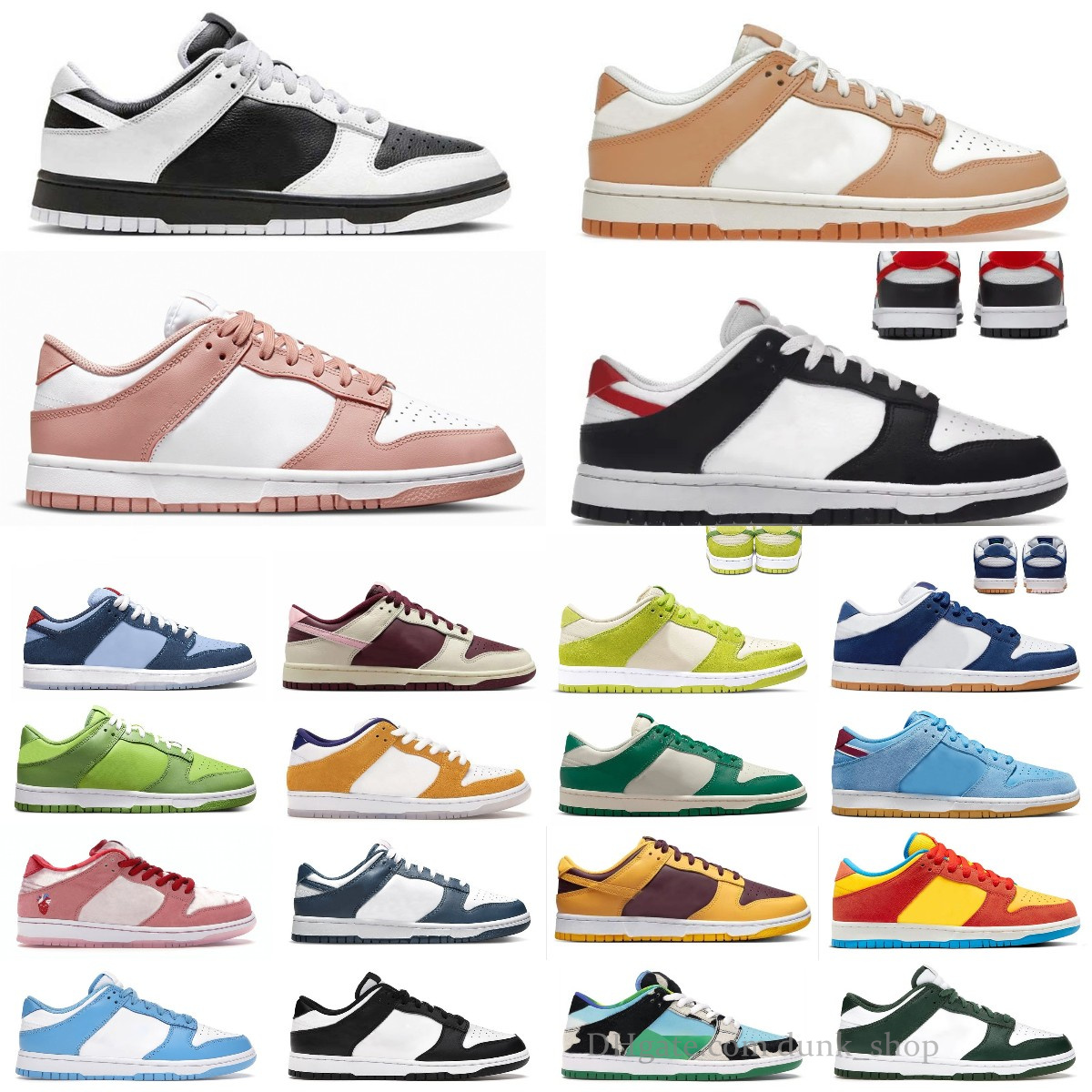 Trainers Argon Designer Casual Shoes DuNkEs Low UNC Men Women Panda White Black Wolf Grey Fog Rose Whisper Gorge Green Kentucky Chlorophyll Men Sneakers