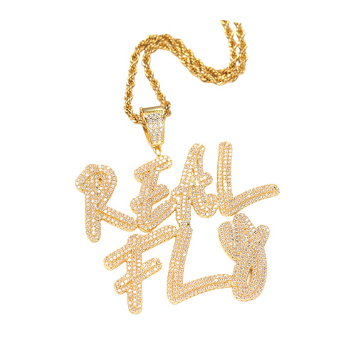 AZ Custom Name Letters Necklaces Mens Fashion Hip Hop Jewelry Iced Out Gold Initial Letter Pendant Necklace