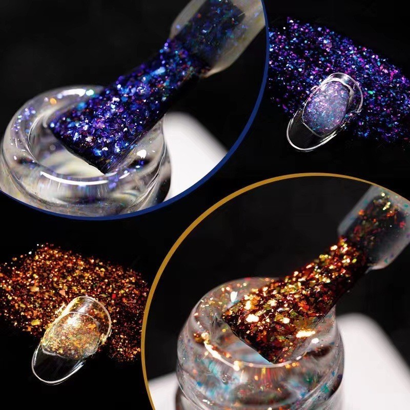 Nail Polish reflective glitter nail gel polishing holographic gel glitter effect semi permanent coating UV nail art gel 230718
