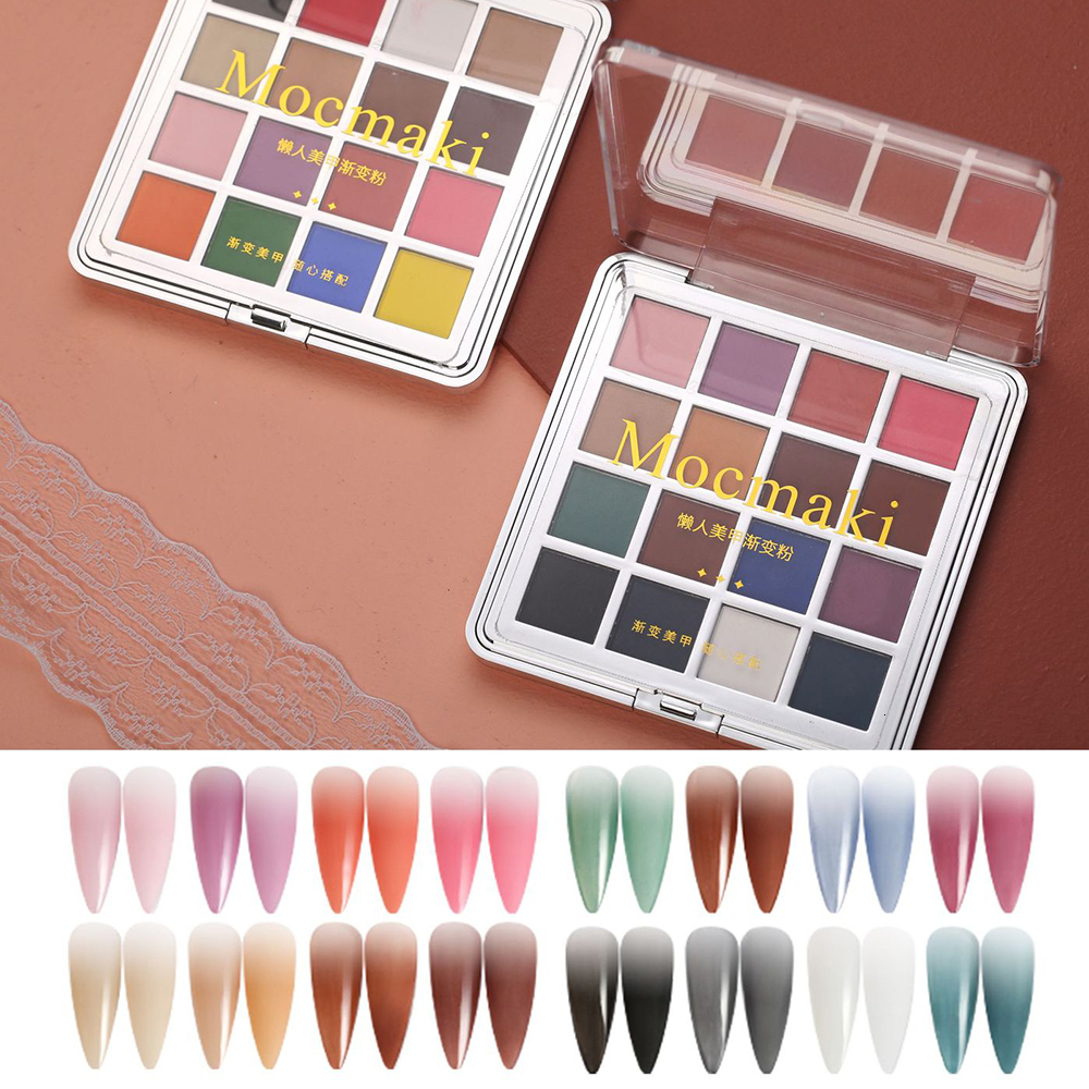 Nail Glitter 16 color fashionable nail glitter suit gradual change solid powder pigment dust gel nail polish art varnish DIY decorative skills 230718