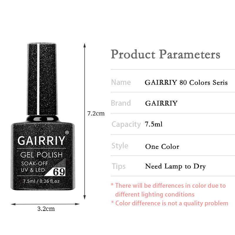 Nail Polish Gairriy 80 color gel nail polish 7.5ml flash soap UV LED semi permanent varnish nail art salon nail polish color board 230718