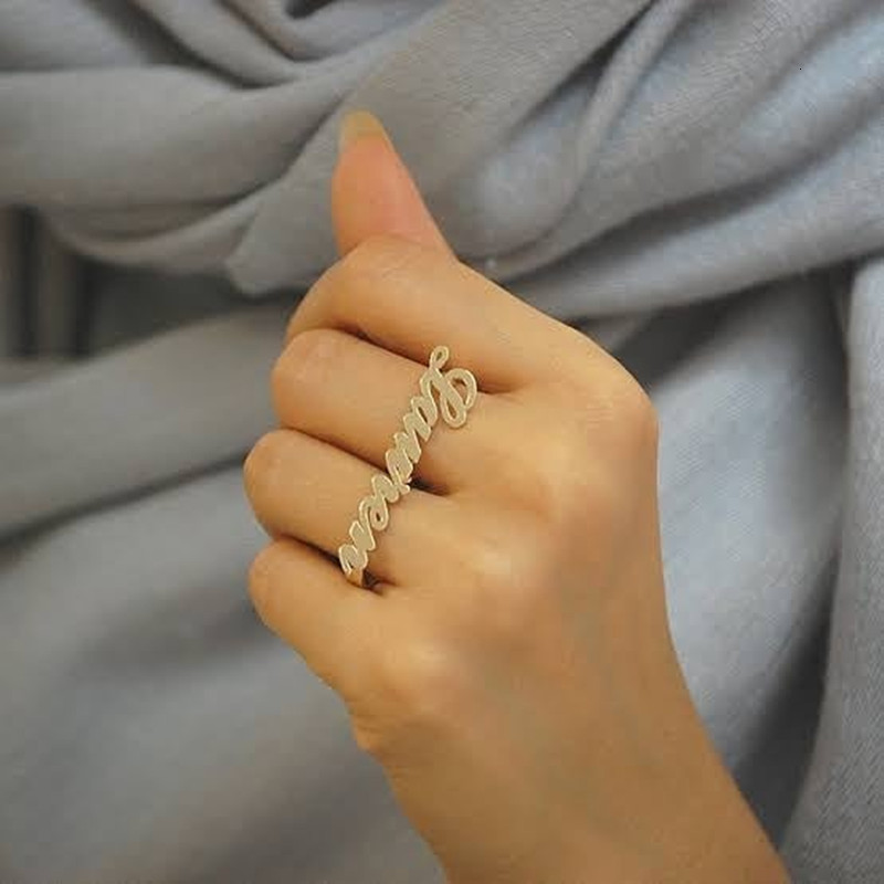 Band Rings Fashionable Stainless Steel Personalized Double Ring Name Ring Custom Font Name Custom Carved Jewelry 230718