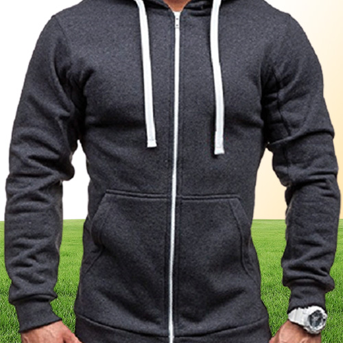 Spring Fall Male Cardigan Full Zip Hoodie Long Sleeve Hooded Sweatshirt Tech Fleece Plus Size Coat Jacket Warm Jumper Outwear