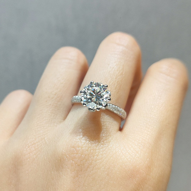Wedding Rings 1-5CT Certified Diamond Engagement Ring 18k Women Sterling Silver White Gold Bridal Rings Wedding Band Custom Name 230718