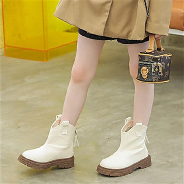 Children Martin Boots Fashion Kids Baby Leather Shoes Spring Autumn Toddler Boys Girls Zipper Ankle Boot Outdoor Sneakers