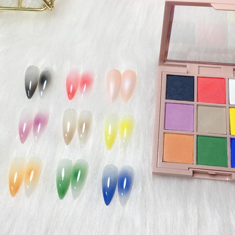Nail Glitter Nail Powder Palette 9 Color Nail Gradual Shining Pigment Set Chromium Powder Holographic Aurora Powder 230718