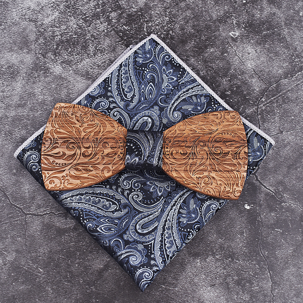 Bow Ties Wooden Mens bow Tie Wood Neck Set for Men Suits Handkerchief Cufflinks Gravatas Wedding Vestidos Corbatas 230718