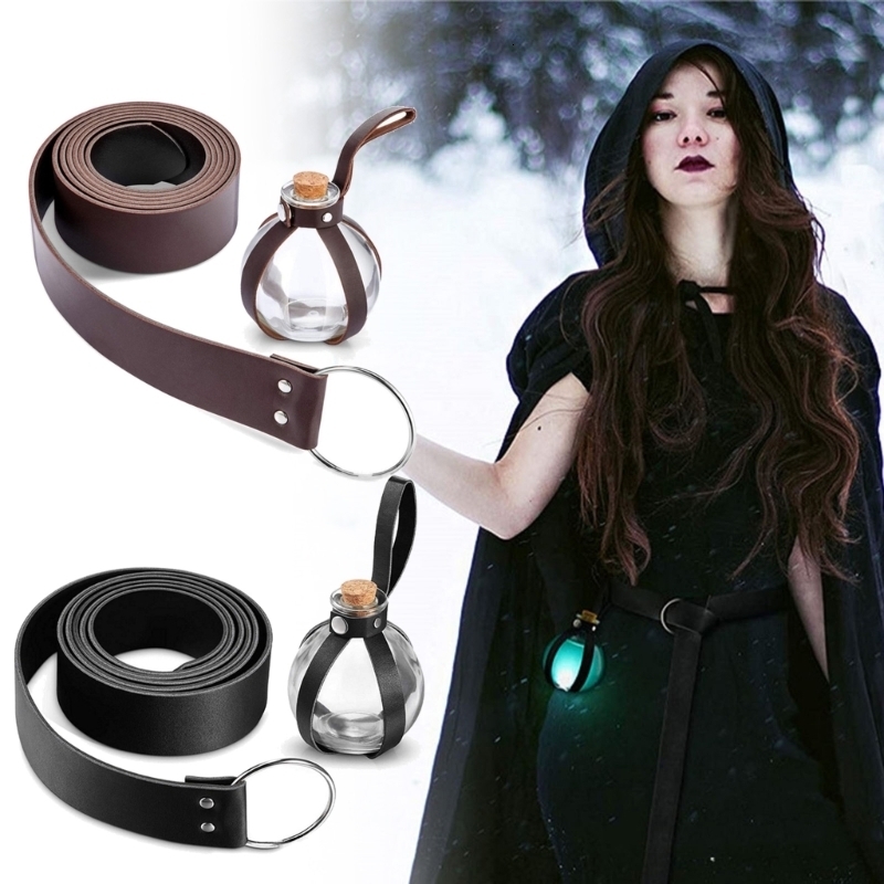 Neck Ties Halloween Dark Magic Cork Potion Bottle with Medieval Knight Leather Belt for Costume Props Diy Crafts and Decorative 230718