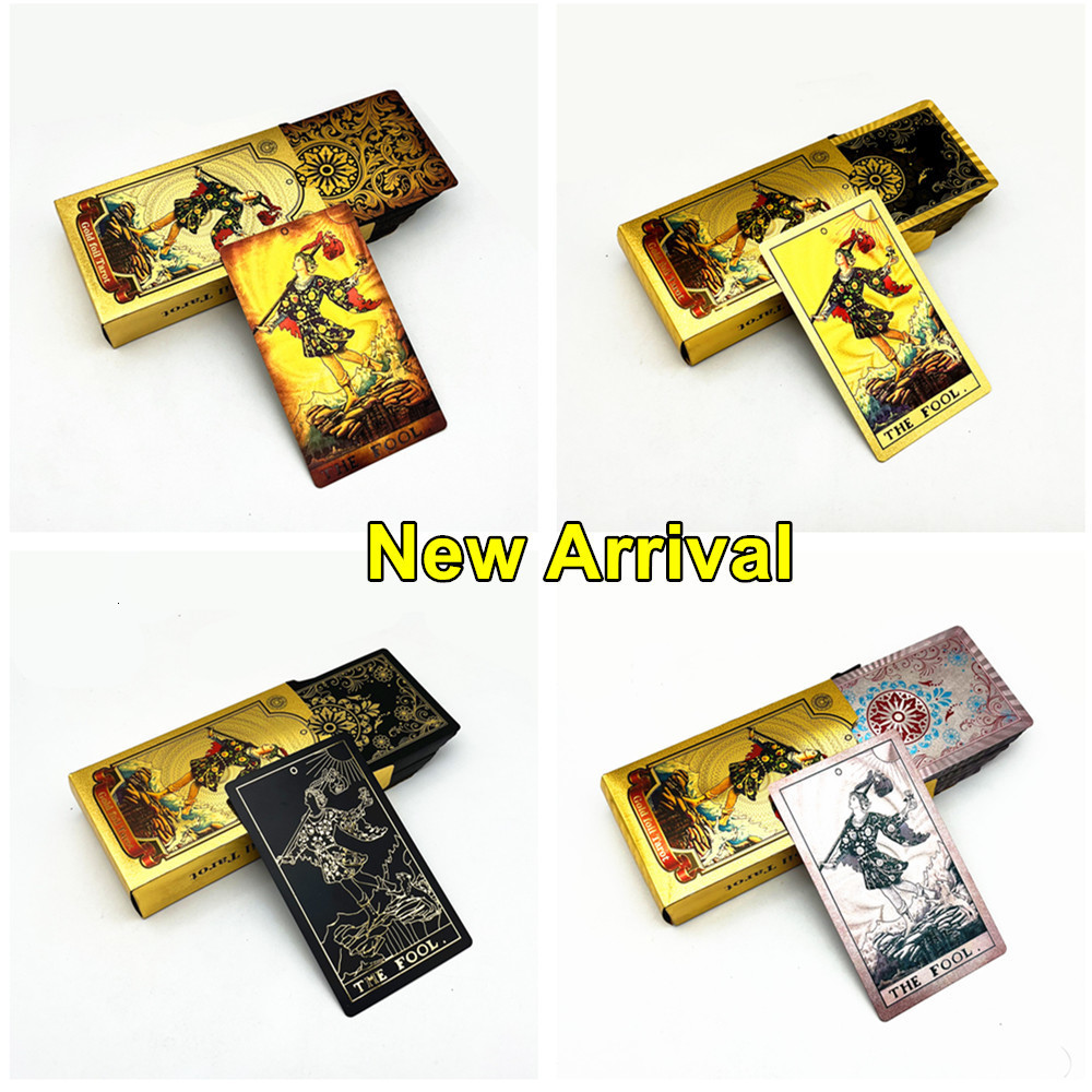 Outdoor Games Activities 1 Deck High Quality Gold Tarot Cards With Guide Book Plastic Waterproof Board Game Astrology Gift L702 230718
