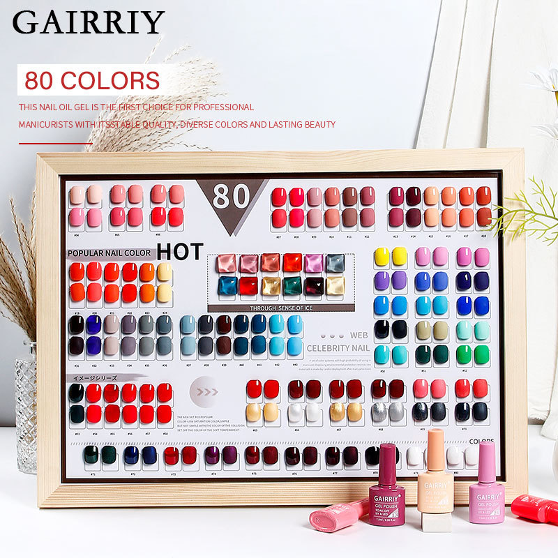 Nail Polish Gairriy 80 color gel nail polish 7.5ml flash soap UV LED semi permanent varnish nail art salon nail polish color board 230718
