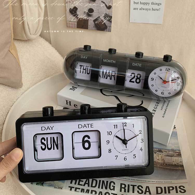 Wall Clocks Vintage Flip Clock Mechanical Alarm Clock Desktop Digital Clock with Calendar Clock Home Decor Vintage Home Decor 230718