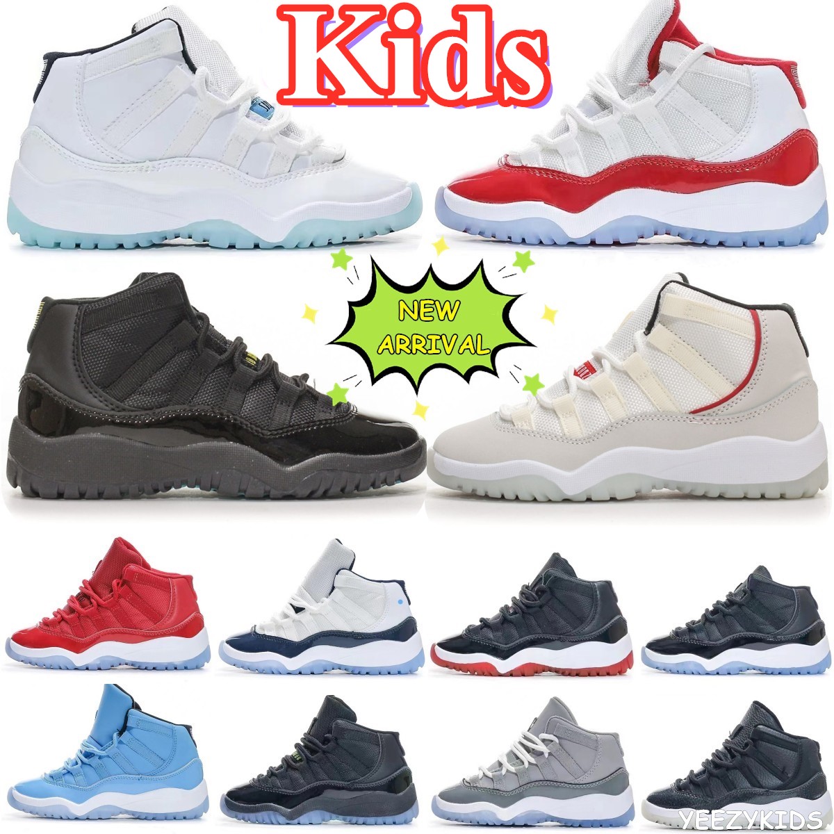 Kids Shoes unc Cherry Jumpman 11s boys basketball 11 shoe Children black mid high sneaker DMP Chicago designer military grey trainers baby kid youth toddler