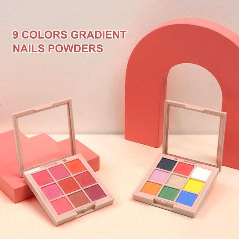 Nail Glitter Nail Powder Palette 9 Color Nail Gradual Shining Pigment Set Chromium Powder Holographic Aurora Powder 230718
