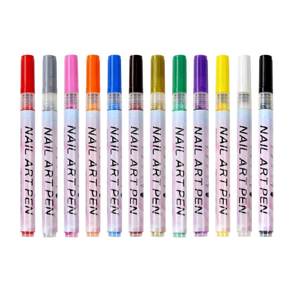 Nail Polish 12 color nail polish brush graffiti DIY 3D waterproof semi permanent line drawing brush gel Polish art hand tool decoration 230718
