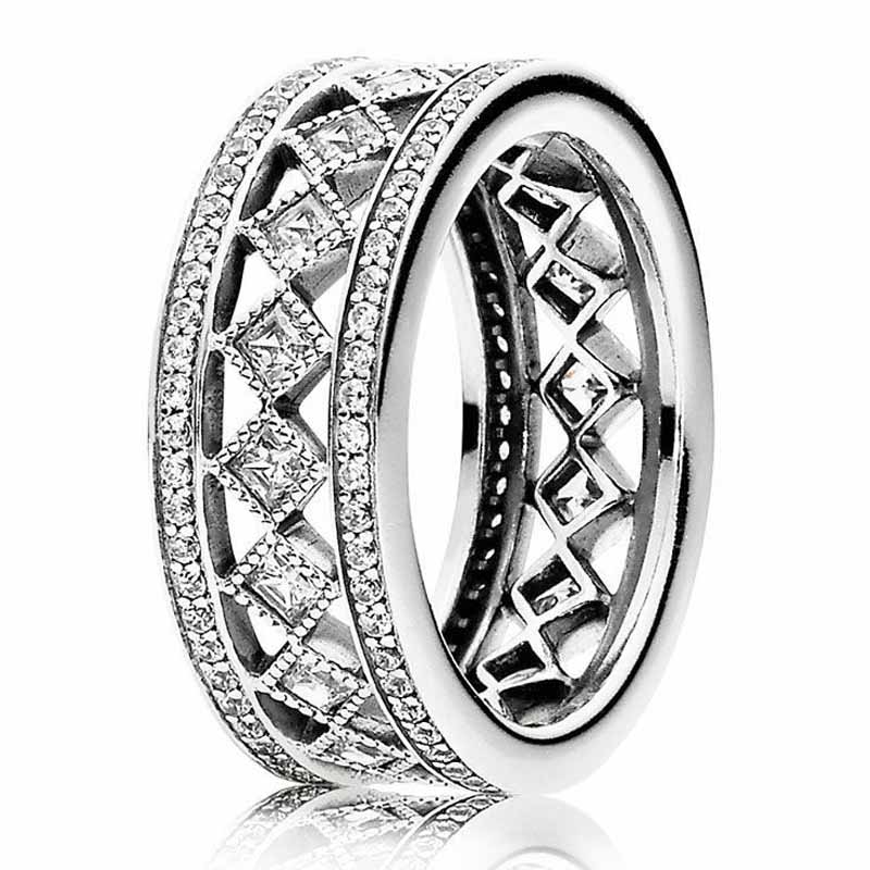 925 Sterling Silver Ring Openwork Shimmering Lace Mestic Feathers Fascination Ring For Women Gift Jewelry Free Shipping