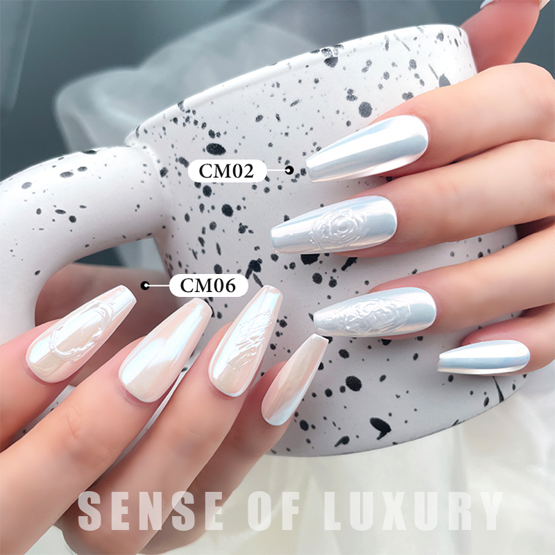 Nail Glitter HNDO Aurora Moonlight White Chromium Nail Powder Professional DIY Handmade Nail Decoration CM Series All 11 Colors Wholesale 230718