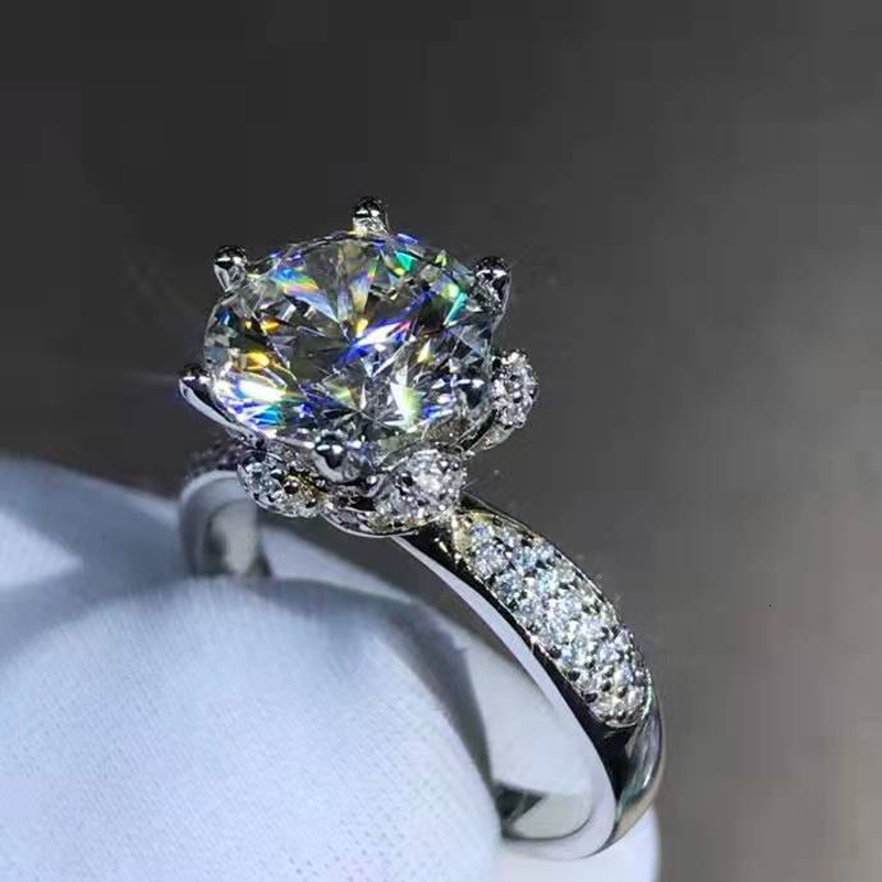 Wedding Rings 1-5CT Certified Diamond Engagement Ring 18k Women Sterling Silver White Gold Bridal Rings Wedding Band Custom Name 230718