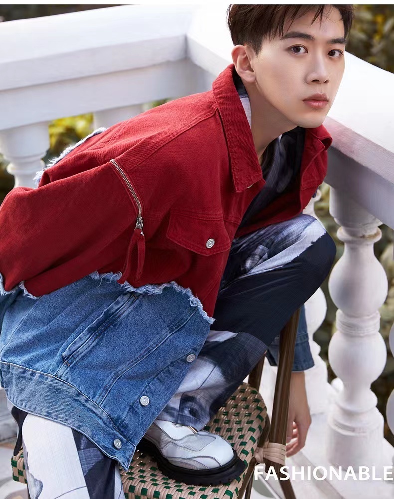 Men s Jackets Jacket Fashion Personality Handsome Patchwork Denim Top Couple Dress 230718