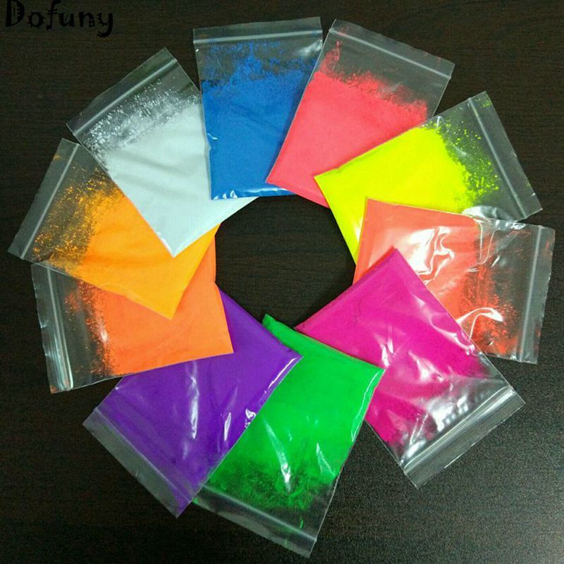 Nail Glitter Mix 10 neon fluorescent pigments for nails that glow under UV light 230718