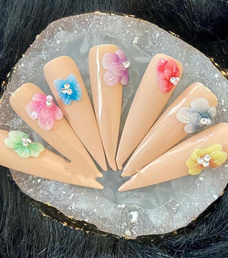 Nail Art Decorations 120 3D Acrylic Flower for Acrylic Nail Charm 24 Color Acrylic Nail Decoration 120 pieces Acrylic Flower Nail Box 3D Nail Charm 23