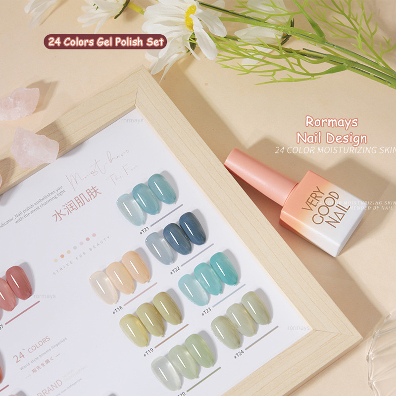 Rormays Gel Nail Polish 24 Color Suit Skin Nude Jelly Color UV LED Semi Permanent Light Therapy Varnish Gel Ice Penetration Nail Salon Art Factory Who
