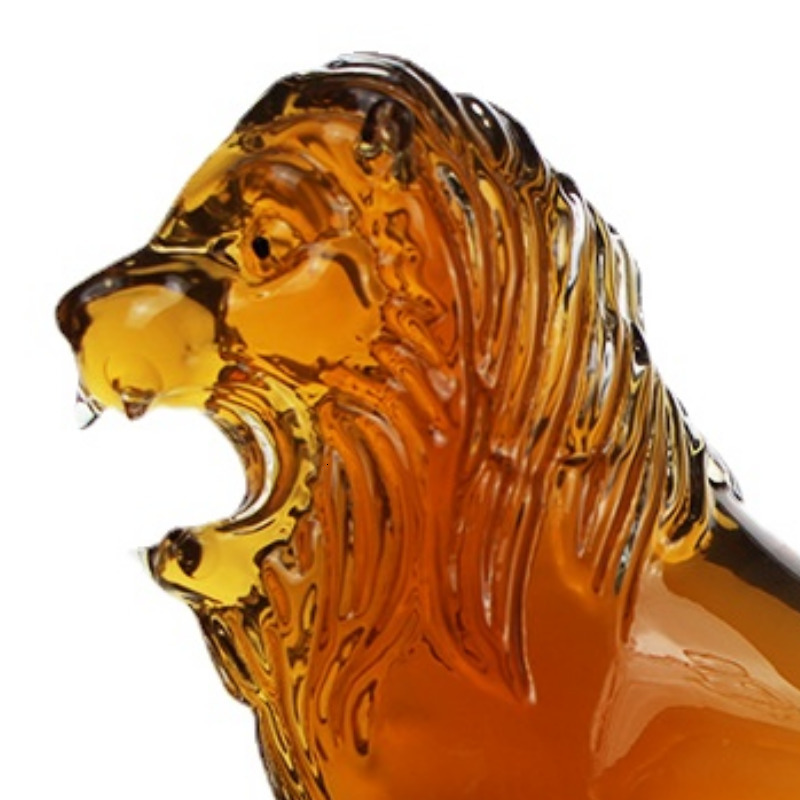 Wine Glasses 700-800ml Creative Lion Shape Wine Bottle Fierce Animal Decanter Art Fashion Whiskey Vodka Shochu Hip Flask Decoration Gift 230718