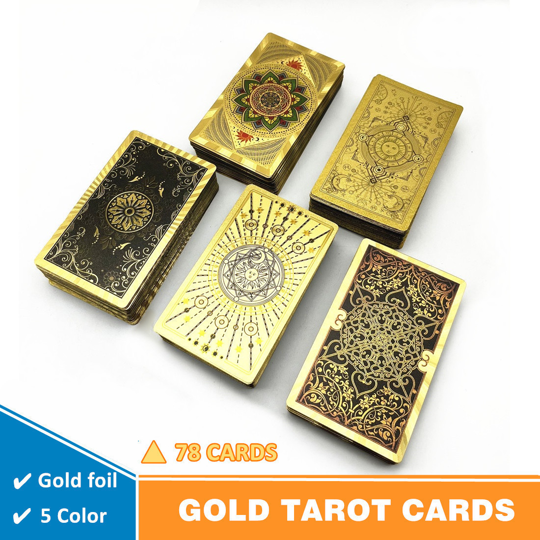 Outdoor Games Activities Gold Foil Tarot Cards Gold Plastic Divination 1 Deck 78 Cards Deck Witch Board Game With Guide Book L752 230718