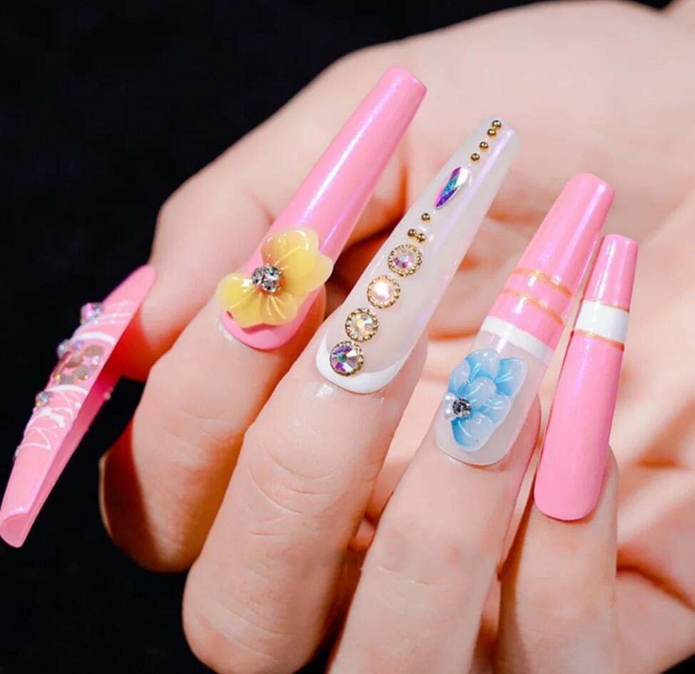 Nail Art Decorations 120 3D Acrylic Flower for Acrylic Nail Charm 24 Color Acrylic Nail Decoration 120 pieces Acrylic Flower Nail Box 3D Nail Charm 23