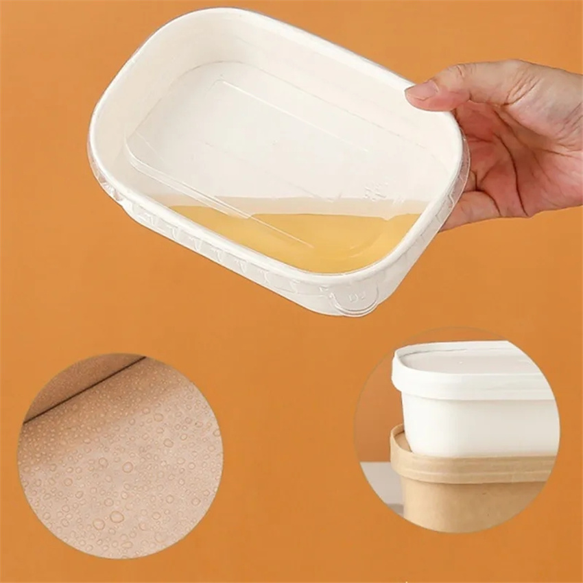 Disposable Kraft Paper Salad Bowl 500ml 750ml 1000ml Meal Prep Containers with PP Lids