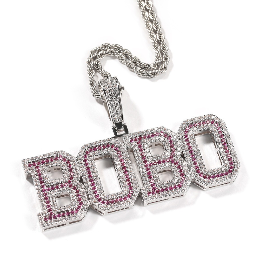 Pendant Necklaces TopBling Hip Hop A-Z Custom Name Letters Pendant Necklaces Courful Zircon Can Choose Real Gold Plated 230718