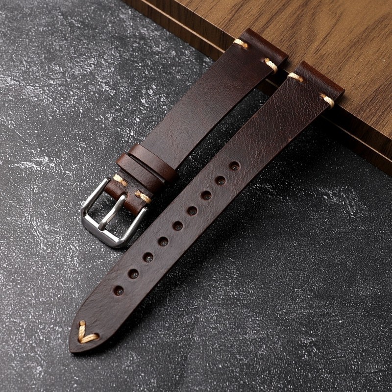 Watch Bands Handmade Leather Watchband 18 17MM Buckle 14MM Palm Grain First Layer Cowhide Strap Soft Vintage Style Men's Watch Bracelet 230718