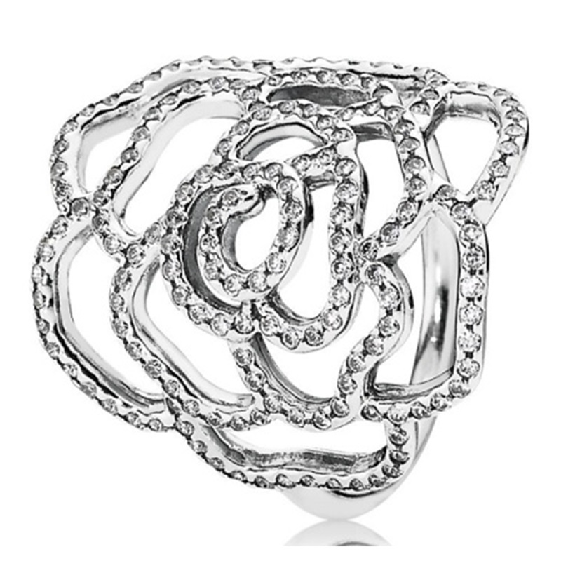 925 Sterling Silver Ring Openwork Shimmering Lace Mestic Feathers Fascination Ring For Women Gift Jewelry Free Shipping