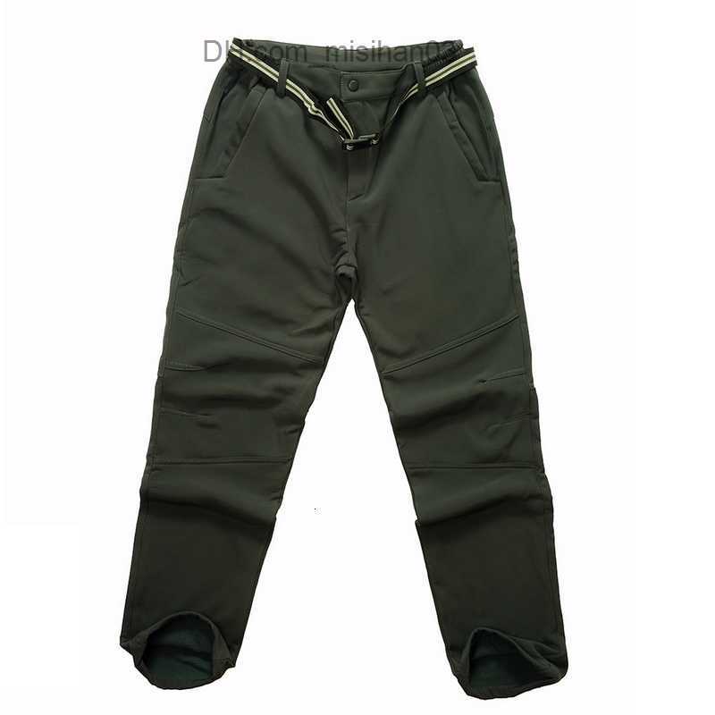 Men's Pants Autumn Winter Hiking Mens Pants Softshell Fleece Outdoor Trousers Waterproof Snow Gym Pants Trousers Male Plus Size High Quality SH19