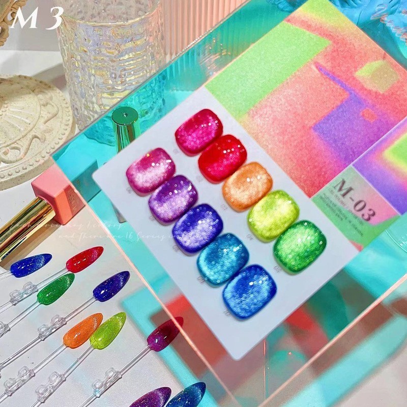 Nail Polish Fluorescent diamond cat's eye gel polishing varnish mixed nails suitable for Manicure Galaxy/Aurora cat's eye immersion enamel g